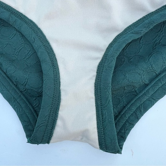 Peony Textured Belted High-Waisted Tie Two Piece Swimsuit Bikini Green Small - Picture 15 of 16